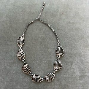 Vintage Silver Tone Chunky Shell Choker